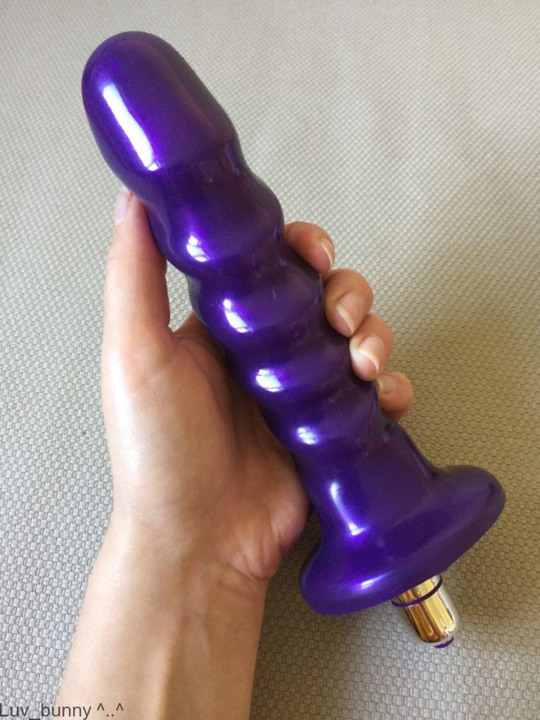 Purple silicone Tantus Echo dildo with silver bullet vibrator
