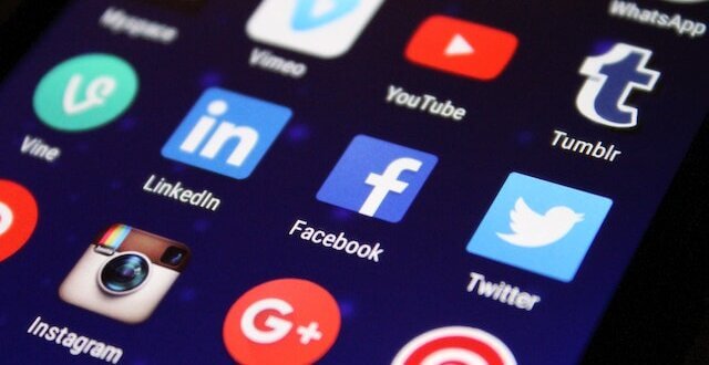 Phone screen displaying social media icons